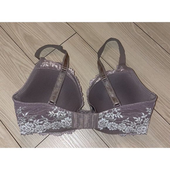 Wacoal 853291 Embrace Lace Contour Bra Lined Underwire Floral Womens 32DD Gray - Picture 4 of 6